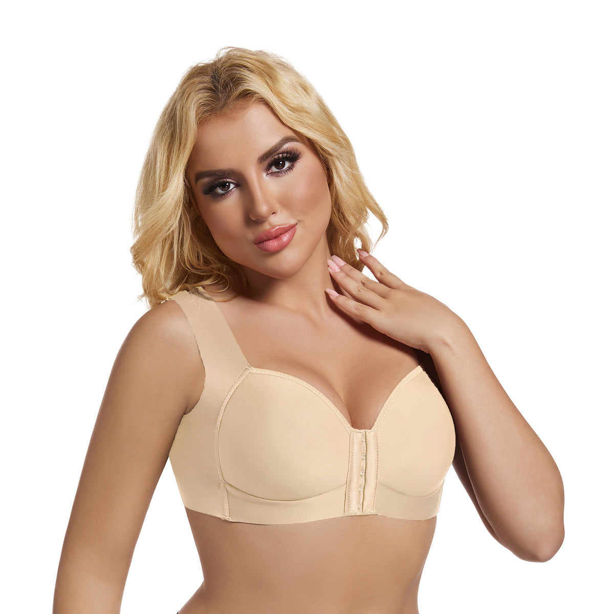 Smooth thin bra front buckle sexy gathering without steel ring adjustment women's underwear