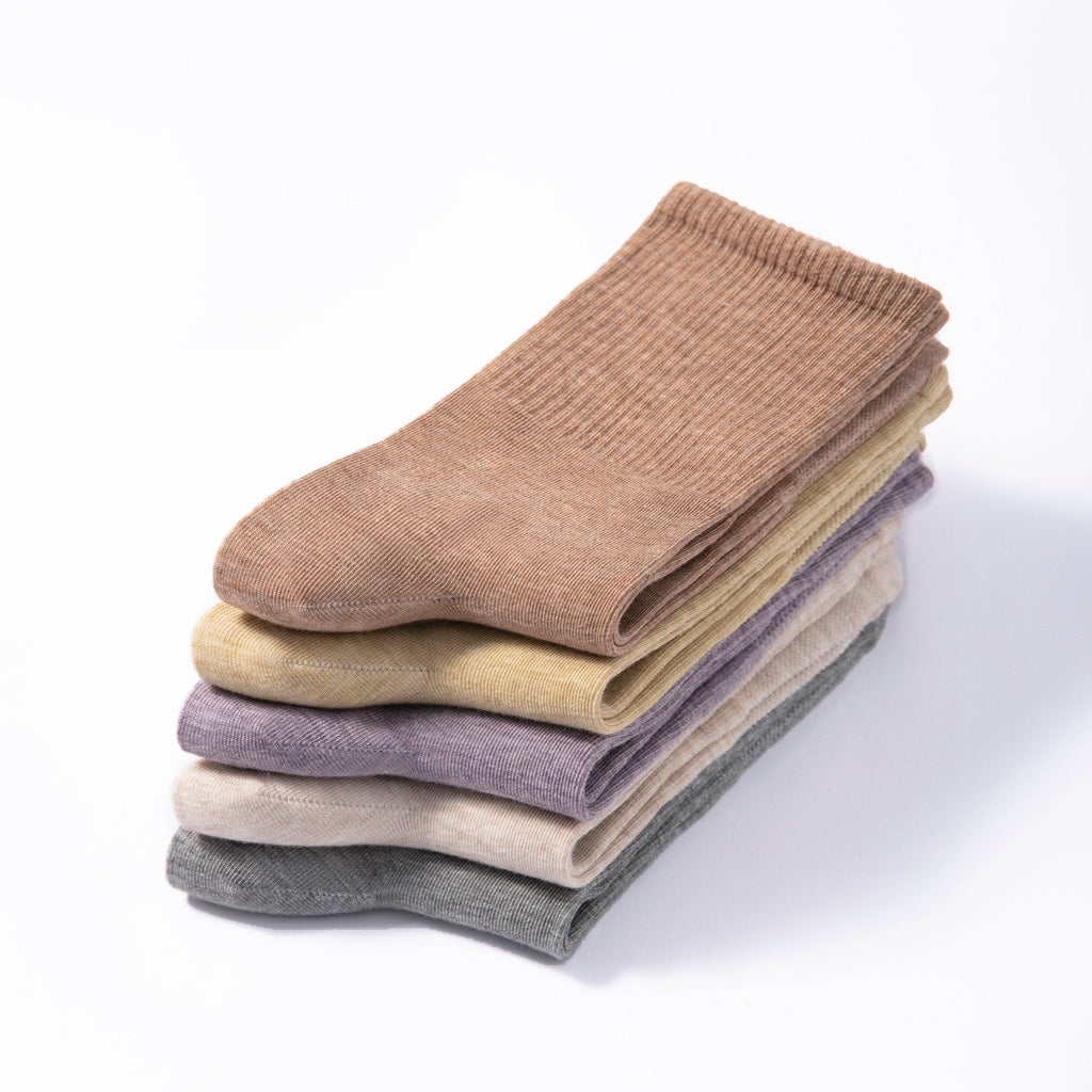 Serene Socks- Adult Organic Cotton Non-Slip Socks- 4 Seasons- Lemon- 2 Pairs
