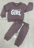 Letter Floral Print Long Sleeve Pullover Set
