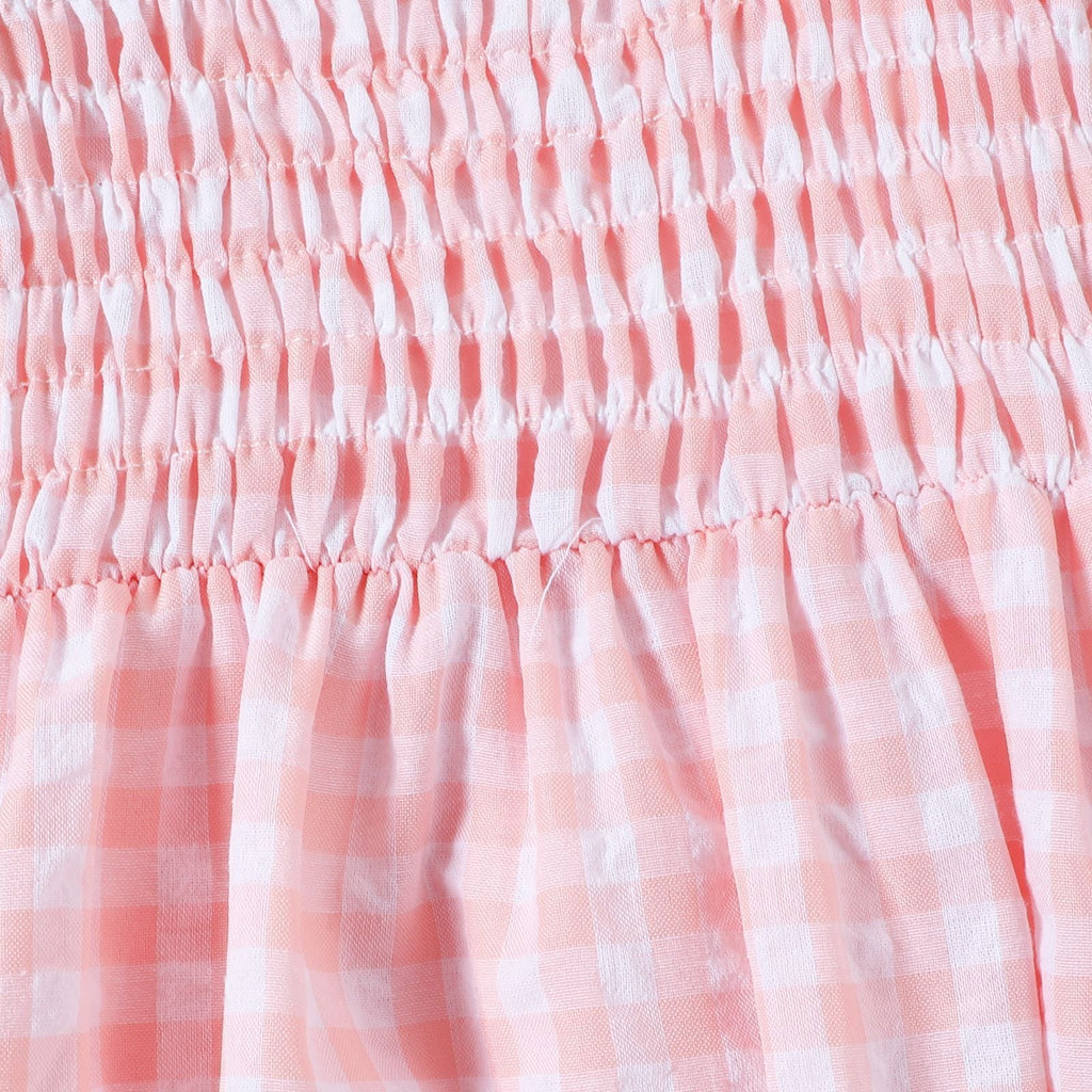 Summer Baby Girl Sweet Plaid Newborn Jumpsuit