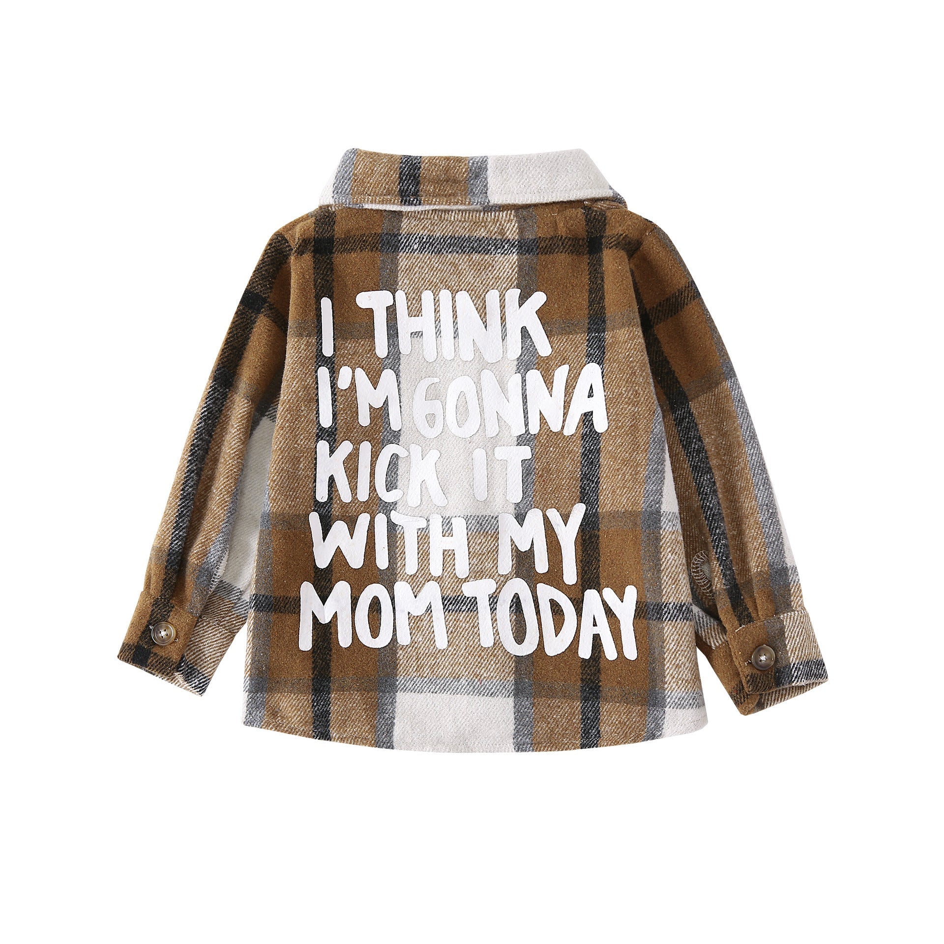 Medium And Large Children's Fleece Plaid Shirt T-shirt Casual