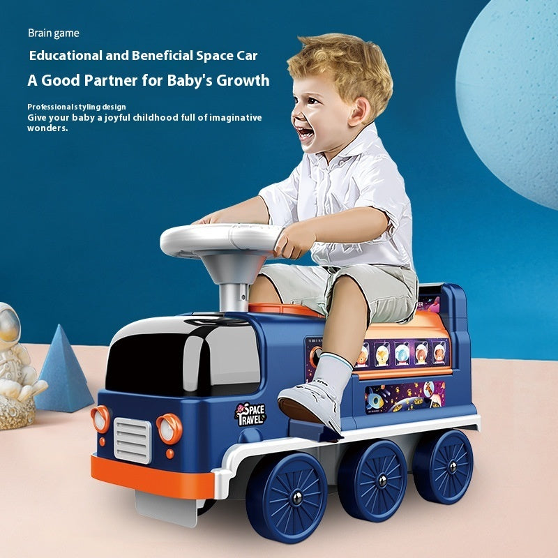 Children's Space Bus Fire Police Electric Toys Can Sit People