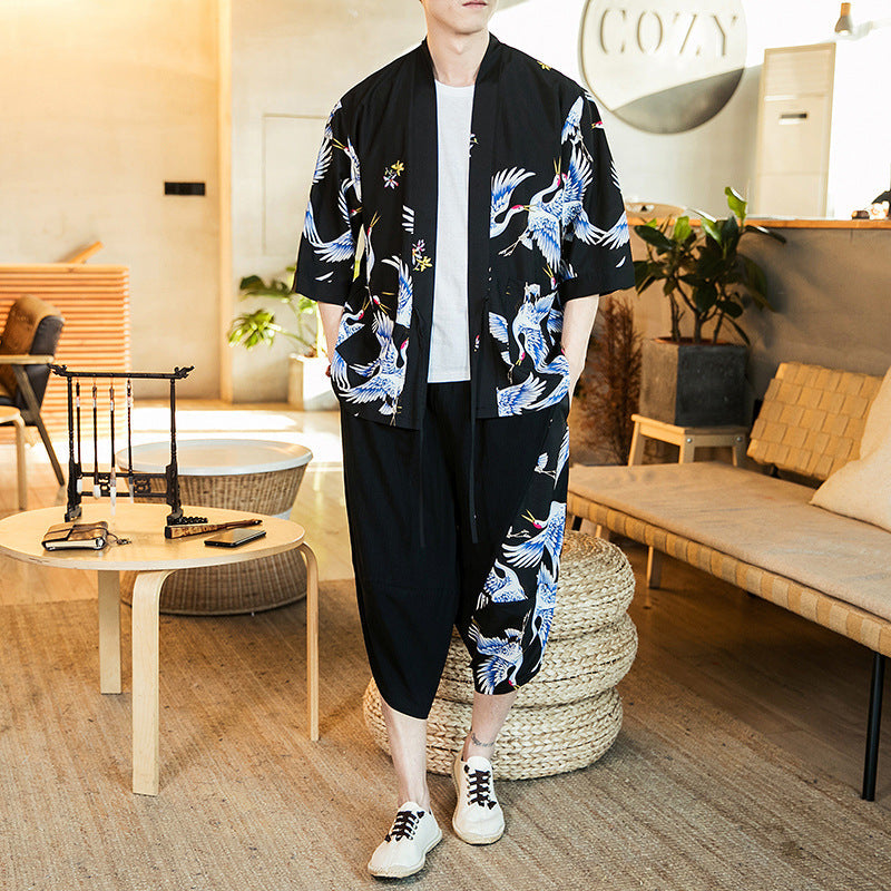 Linen fashion plus size Chinese style suit