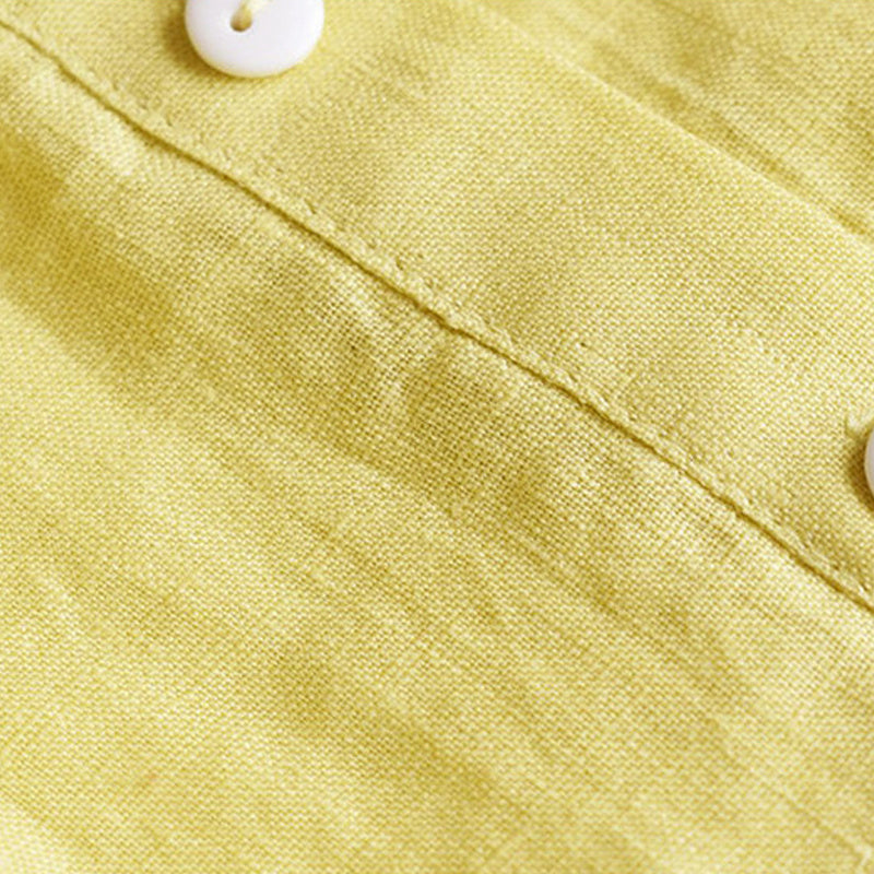 Girls' Linen Doll Collar Short Sleeve Dress