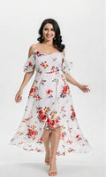 Beautiful Floral Print Women Summer Plus Size Loose Beach Long Dress Skirt