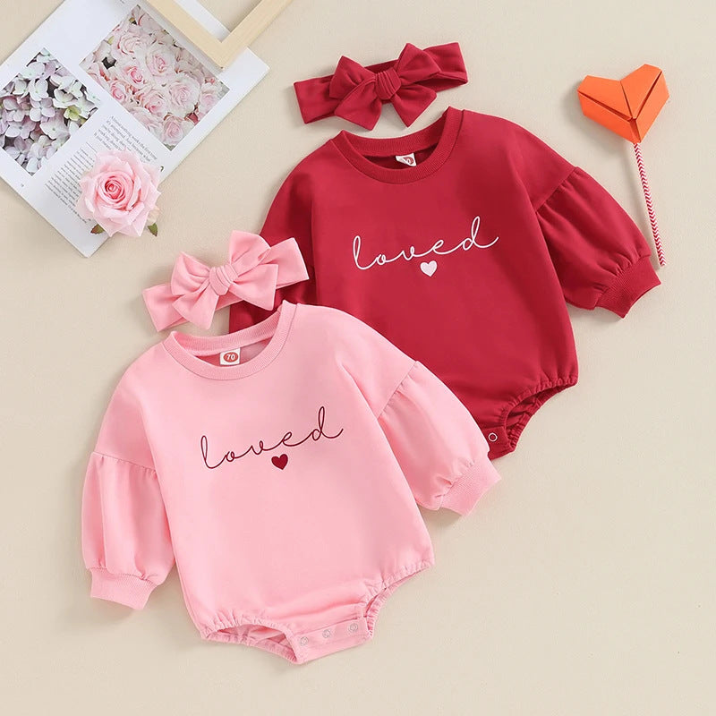 Children's Solid Color Romper Hair Band Set