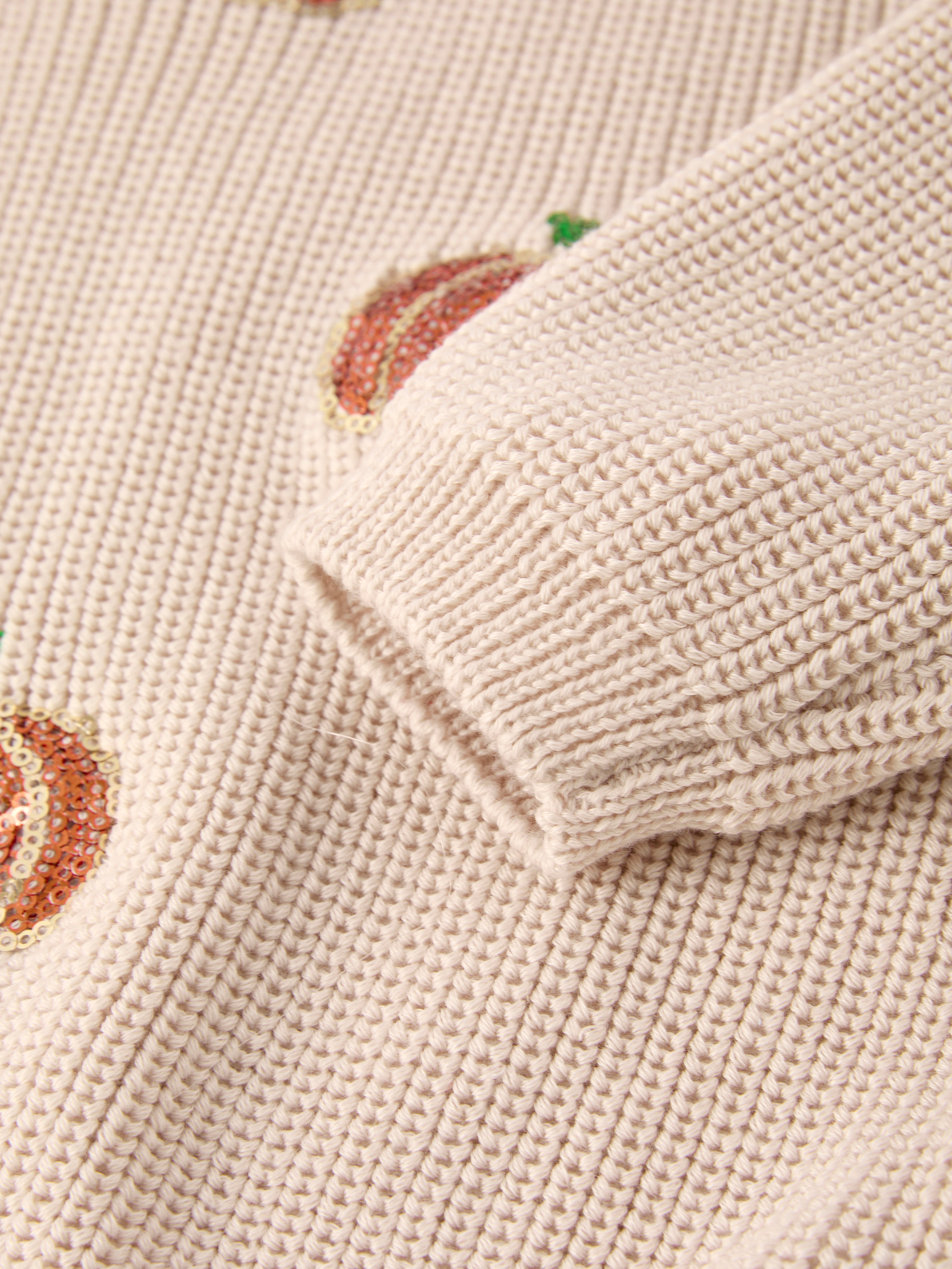 Thanksgiving Pumpkin Sequin Sweater – Beige, Perfect for Fall