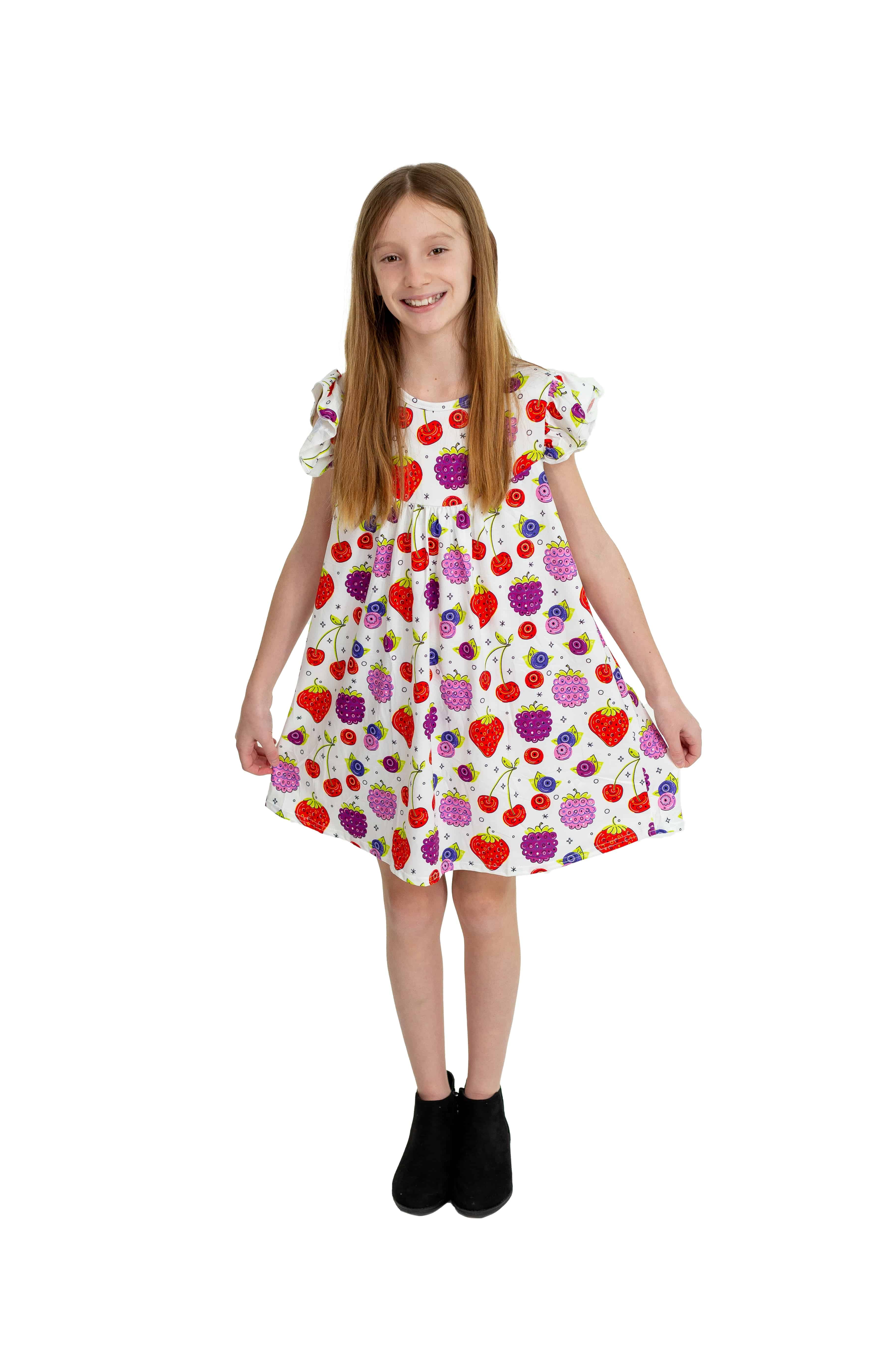Mixed Berry Milk Silk Flutter Dress