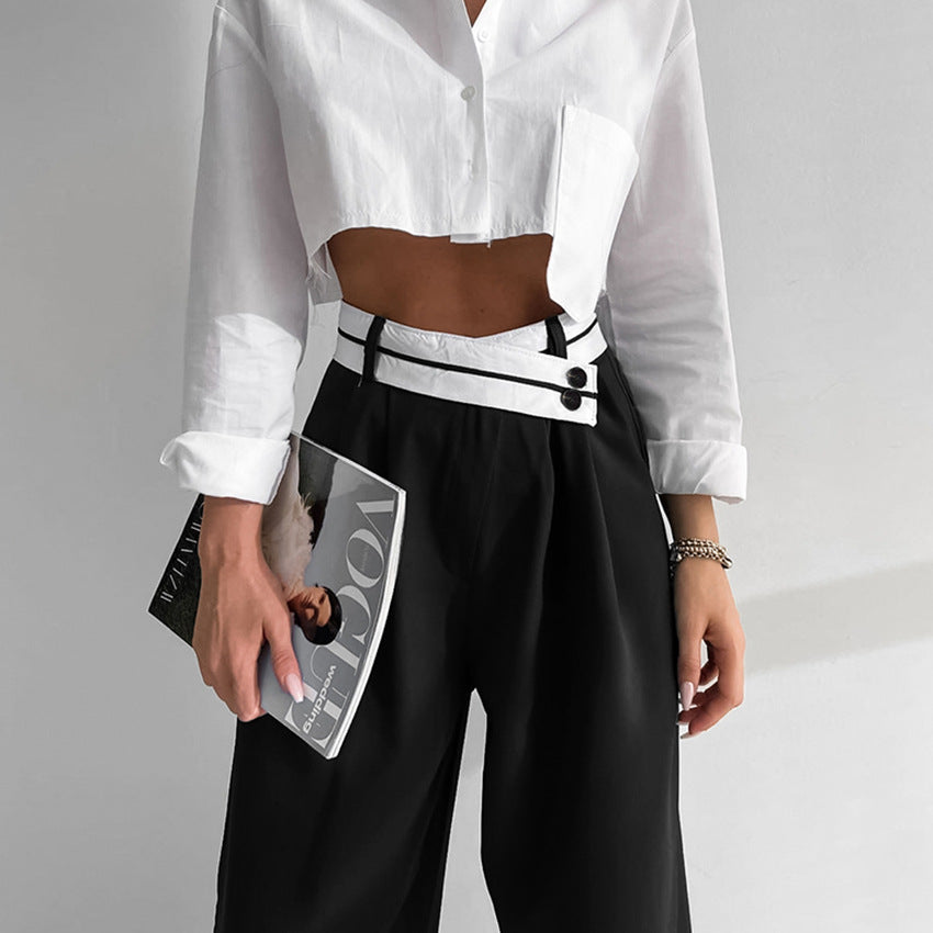 Niche Design Pants Casual Pants Autumn/Winter Versatile Wide Leg Pants Western Pants