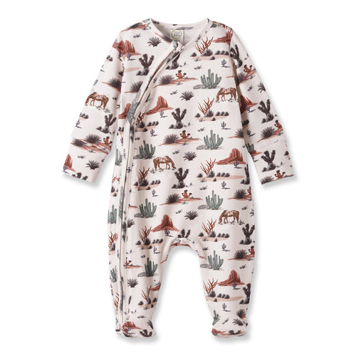 Baby Zipper Romper – Soft Bamboo Cactus Trails Pajamas