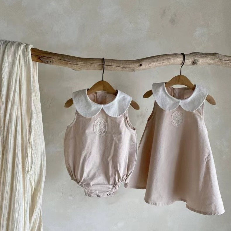 Summer Baby Lace Patch Doll Collar Sleeveless Romper Dress