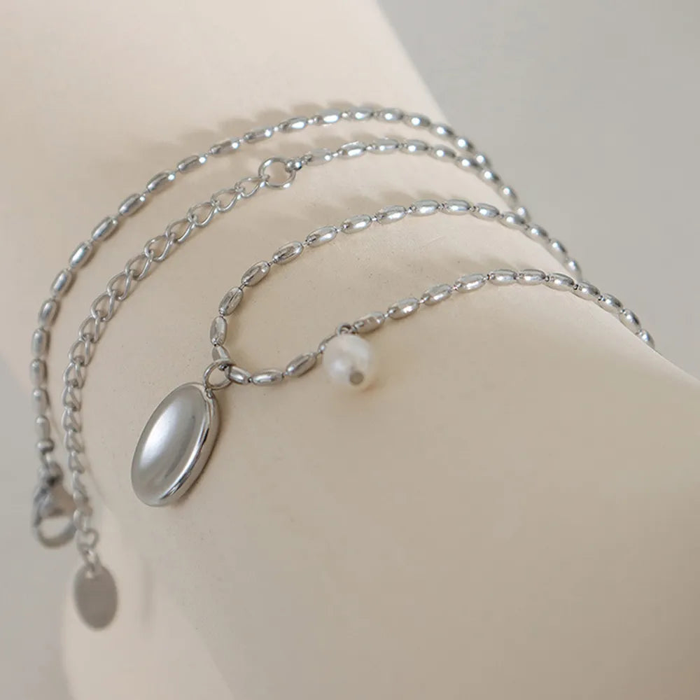 Elliptical brand niche commuting fashion titanium steel necklace women's collarbone chain