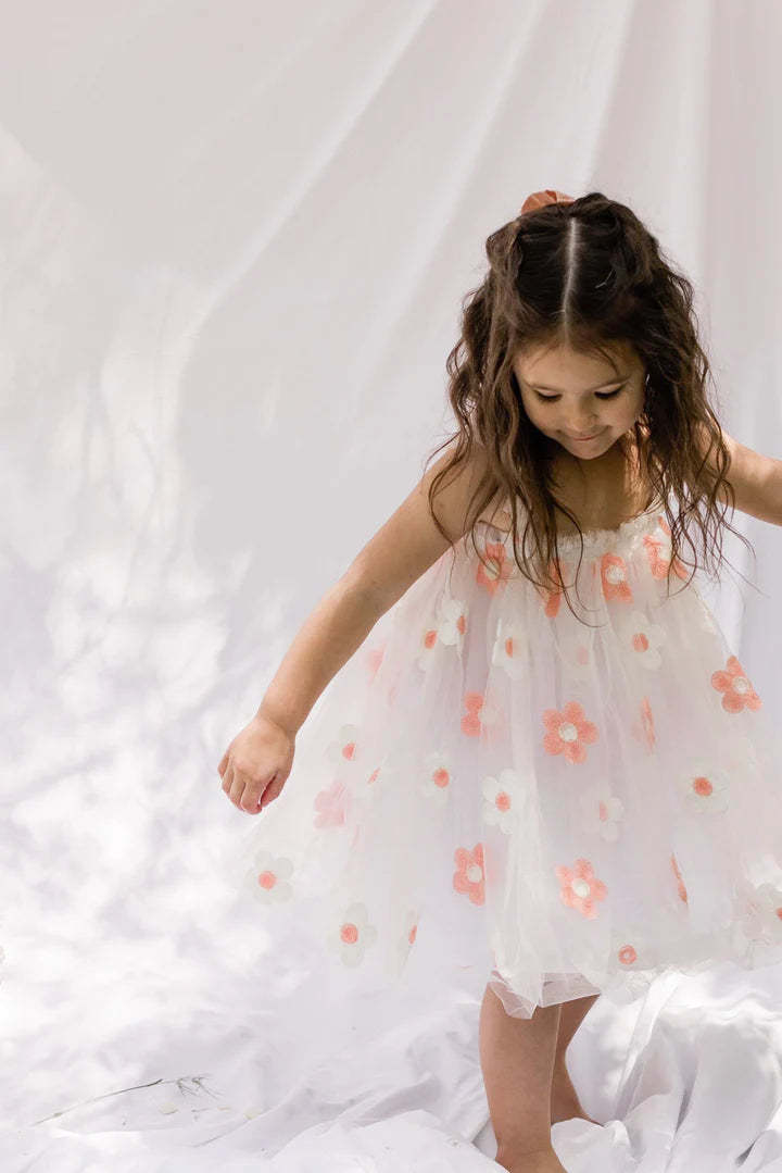 Halter Vest Girl Embroidery Floral Mesh Dress