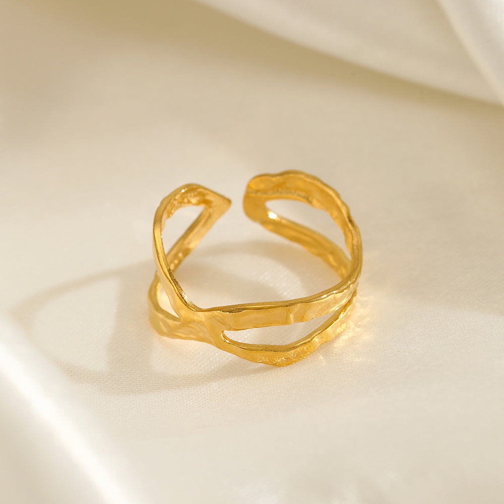European and American fashion personality simple line cross opening ring
