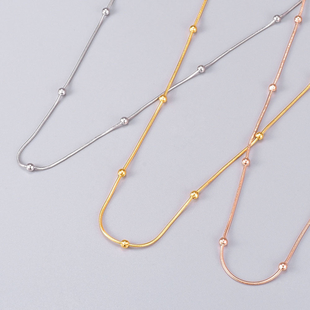 Fashion stainless steel round snake bag bead chain multi-color accessory chain necklace collarbone chain