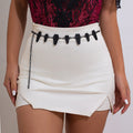 Dark style skull cross body chain, retro carved alloy single circle waist chain