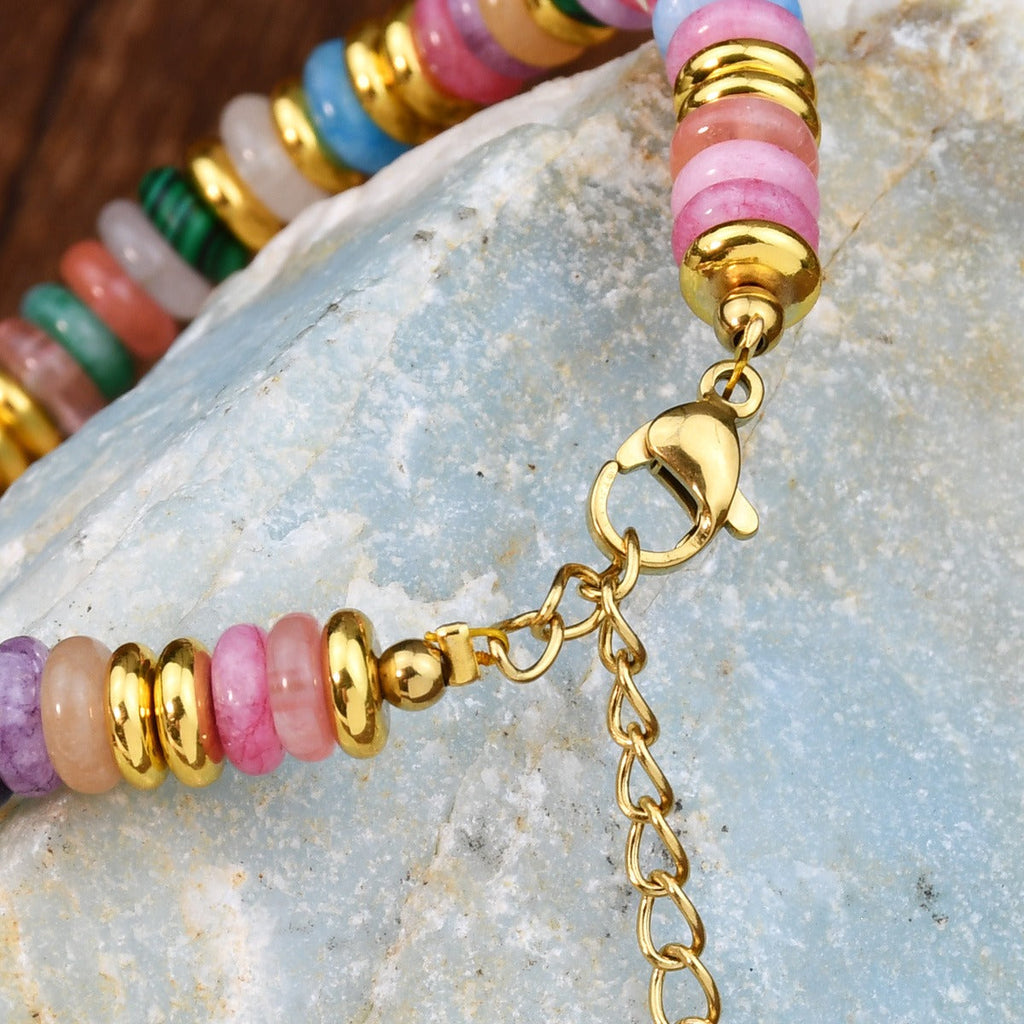 Ins style dopamine colored natural stone bead bracelet for women niche and high-end non fading crystal bracelet