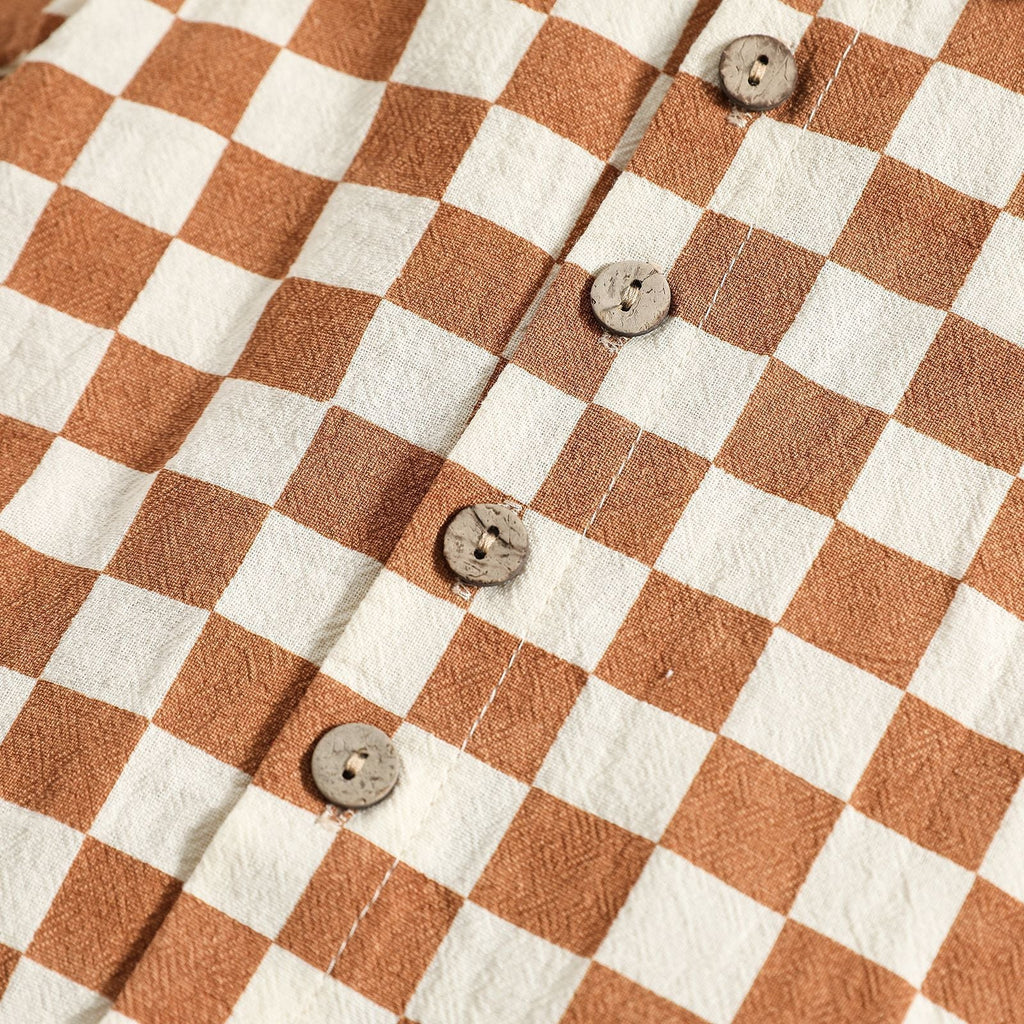 Cotton And Linen Short Sleeve Lapel Polo Shirt Two-piece Set
