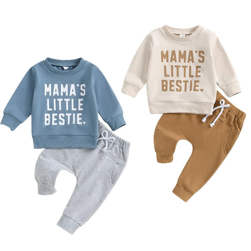 Sports And Leisure Round Neck Long Sleeve Letter Print Sweatshirt Trousers Suit Two-piece Set