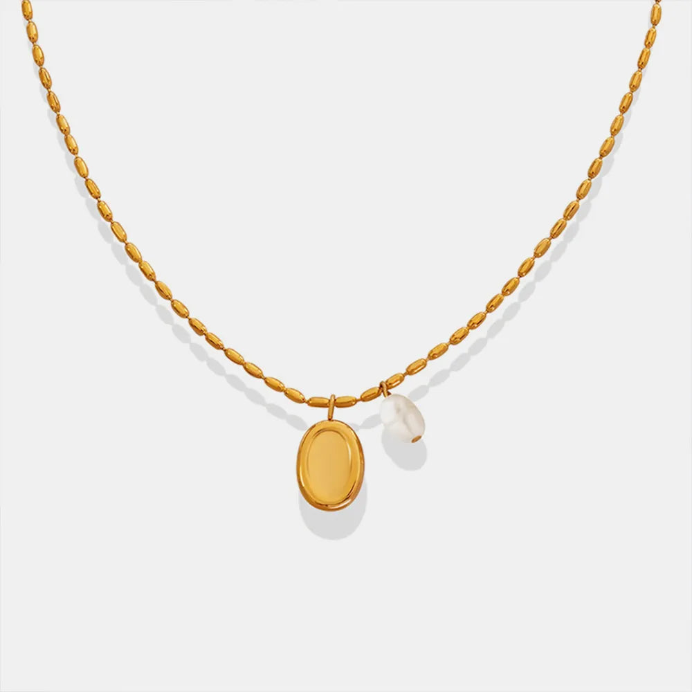 Elliptical brand niche commuting fashion titanium steel necklace women's collarbone chain