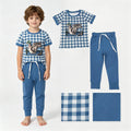 Short sleeves plaid duck top pants kids boys outfits
