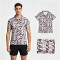 Short sleeves camo adult men button down top