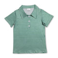 Short sleeves green stripe kids boys summer polo shirt