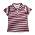 Short sleeves maroon stripe kids boys team polo shirt