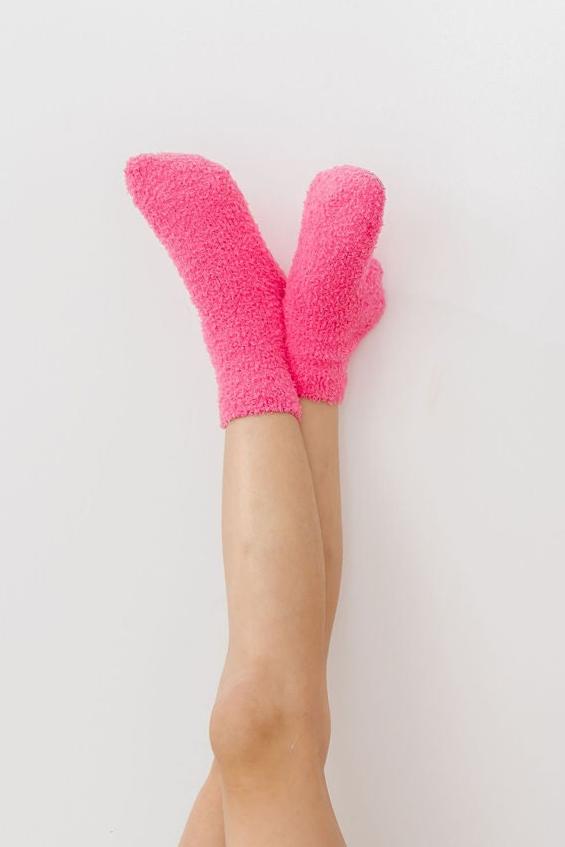 Bright Pink/Coconut Star Cozy Socks