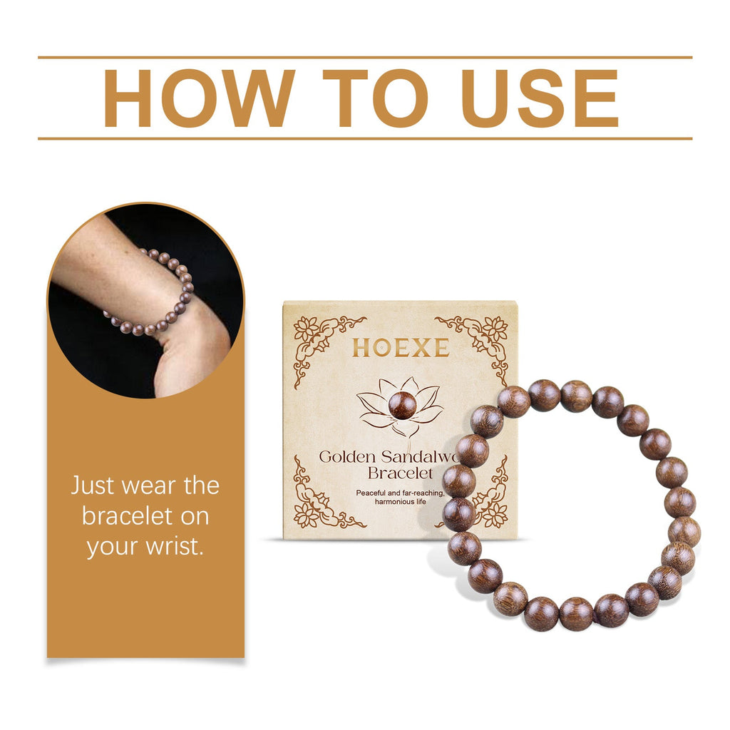 Gold Wire Sandalwood Bead Hand Daily Wear Decoration Simple Fashion 100 With Decorative Wooden Bead Bracelet
