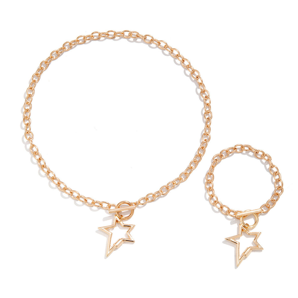 Cold and minimalist necklaces, versatile star shaped necklaces, sweet and cool French style heart-shaped necklace set, accessories