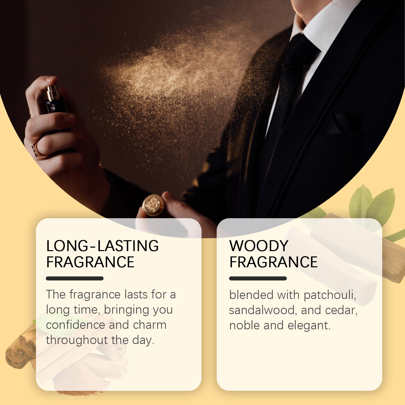 Men's Perfume, Long Lasting Light Fragrance Wood Fragrance Fresh Natural Release Men's Charm Perfume
