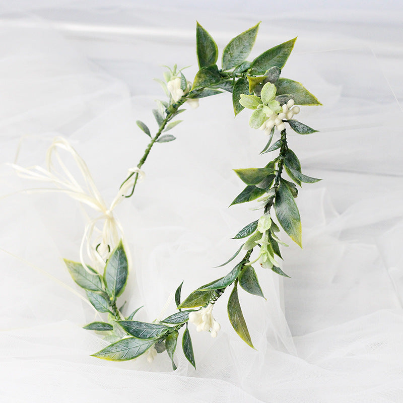 Minimalist Forest Flower Wreath Headflower Pregnant Women Spring Forest Shooting Green Plants Fresh Headwear Children's Festival Accessories