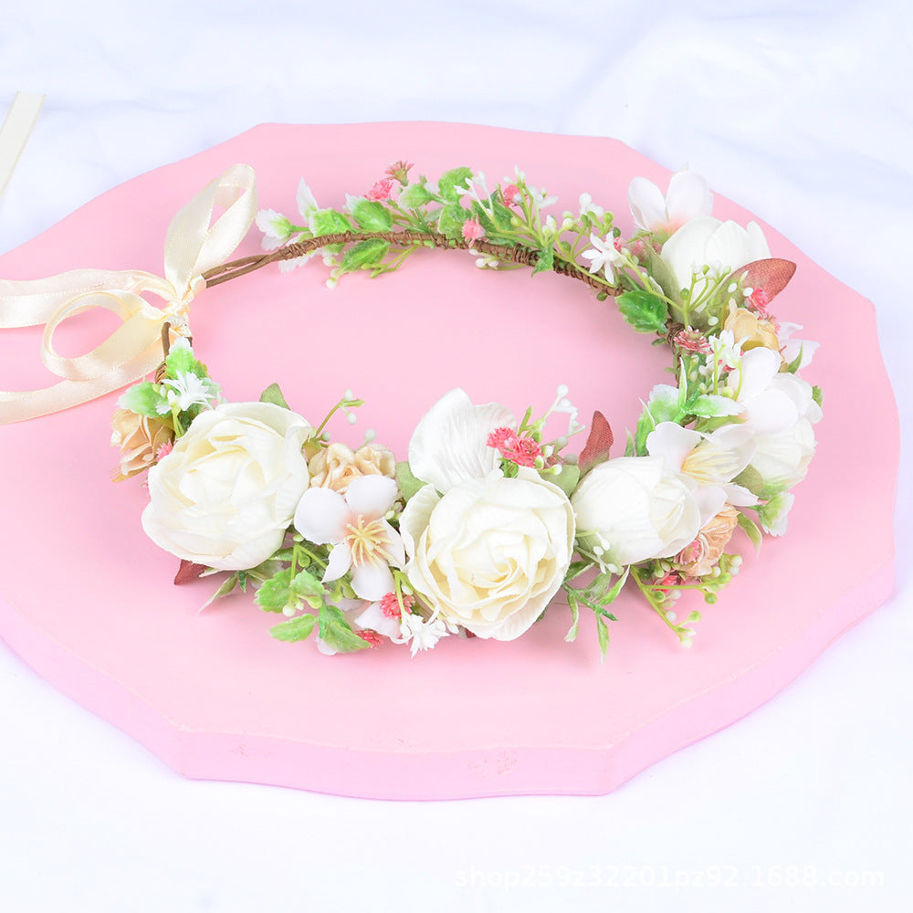 Korean style flower garland headwear, orchid flower crown, fashion show, dance party, headwear, vacation, countryside props, hea