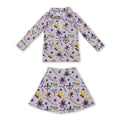 Purple stripe crown pullover skirt girls Mardi Gras active set