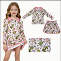 Green face gift pink pullover skirt girls Christmas outfit