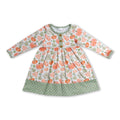Long sleeves pumpkin polka dots kids girls fall dresses