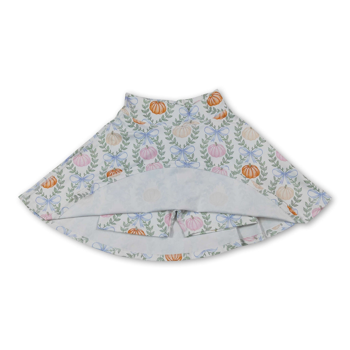 Light blue bow pumpkin kids girls fall active skirt