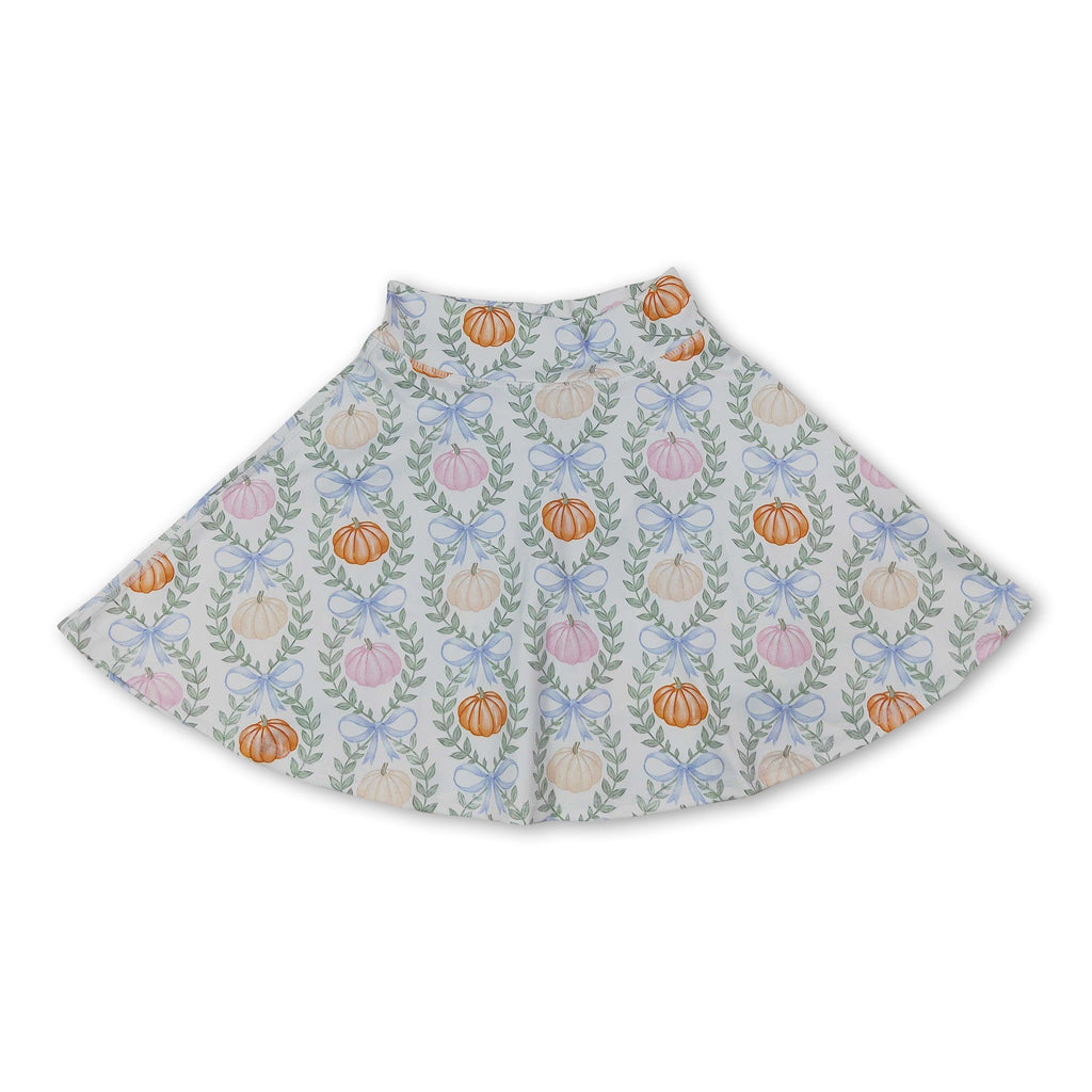 Light blue bow pumpkin kids girls fall active skirt