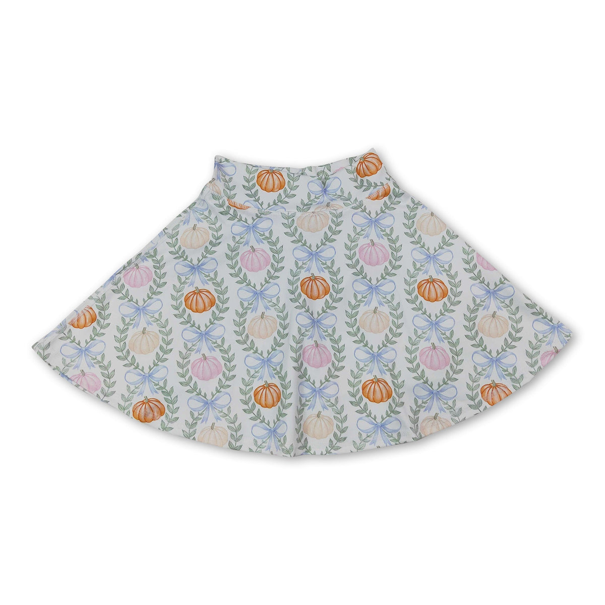 Light blue bow pumpkin kids girls fall active skirt