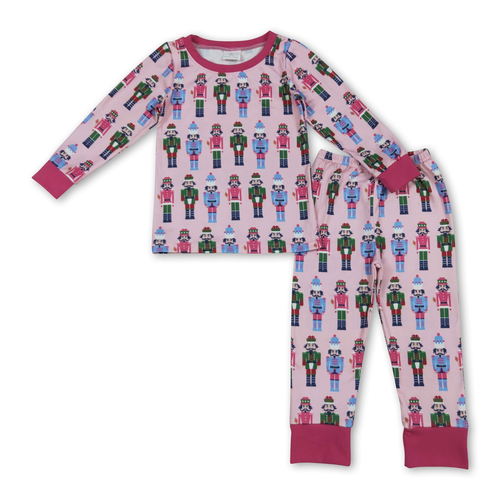 Pink long sleeves ballet top pants girls Christmas pajamas