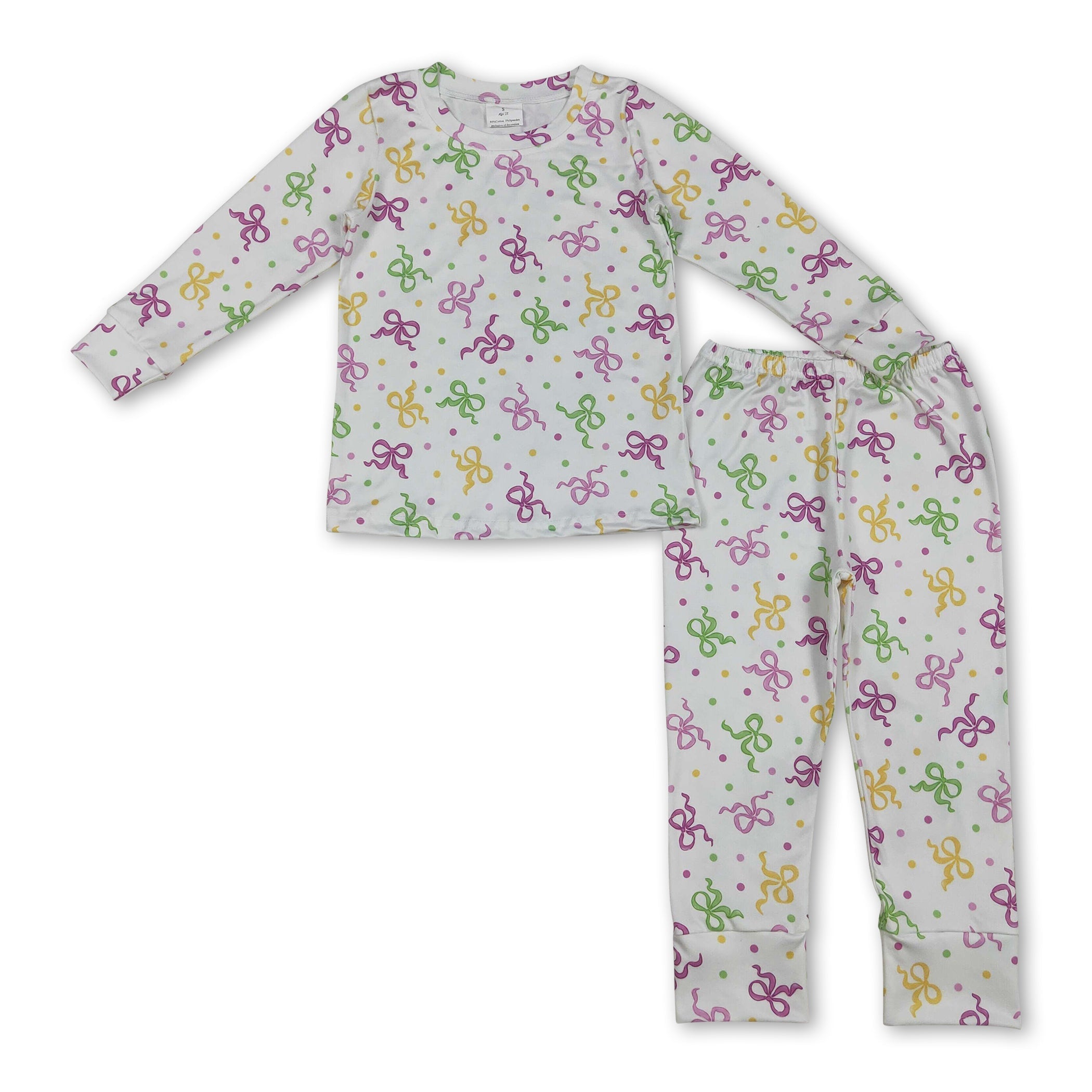 purple yellow green mask kids girls Mardi Gras pajamas