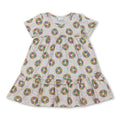 Purple green yellow donut print girl Mardi Gras dress