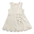 Sleeveless yellow plaid bows kids girls athletic dresses