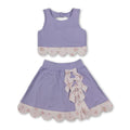 Lavender sleeveless bow scallop kids girls active wear set