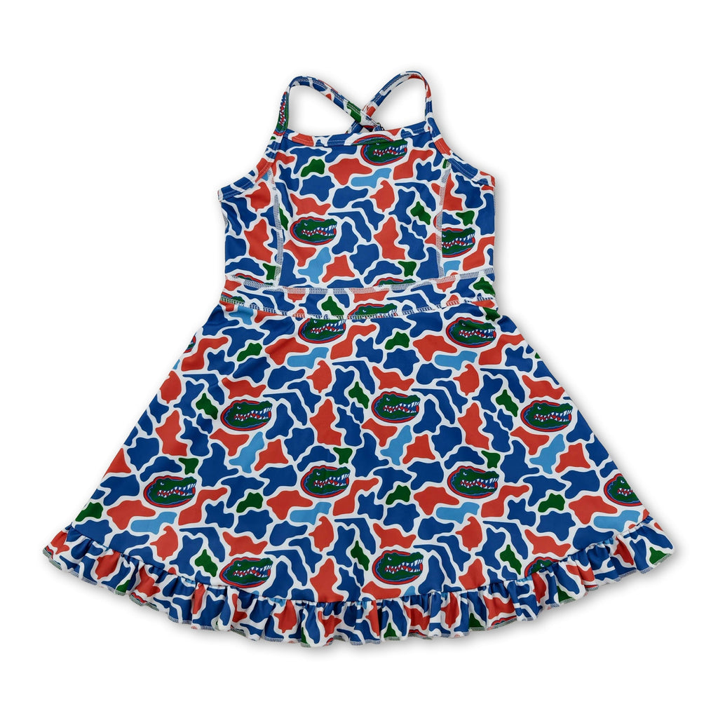 Straps camo crocodile kids girls team athletic dress