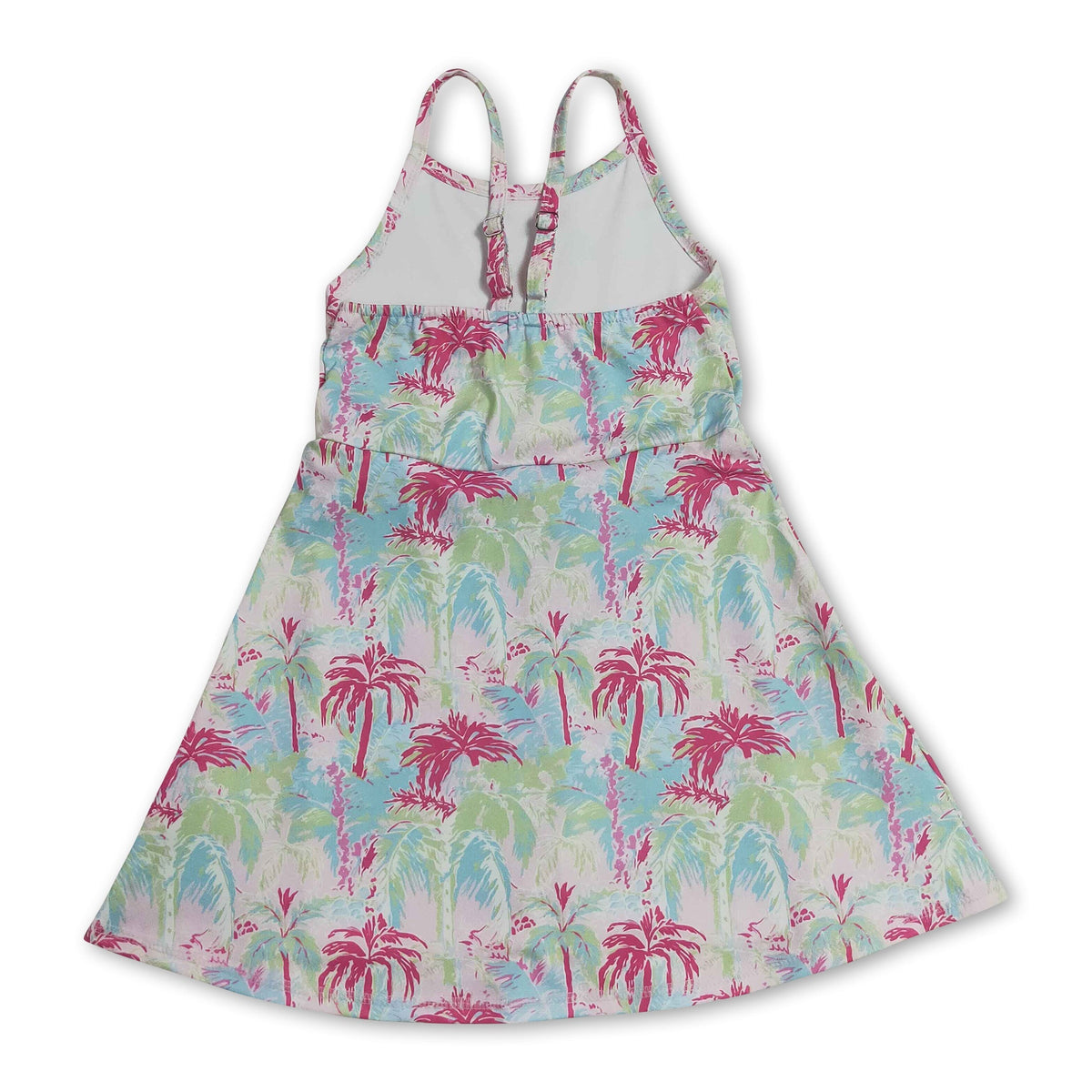 Straps colorful trees kids girls summer athletic dresses