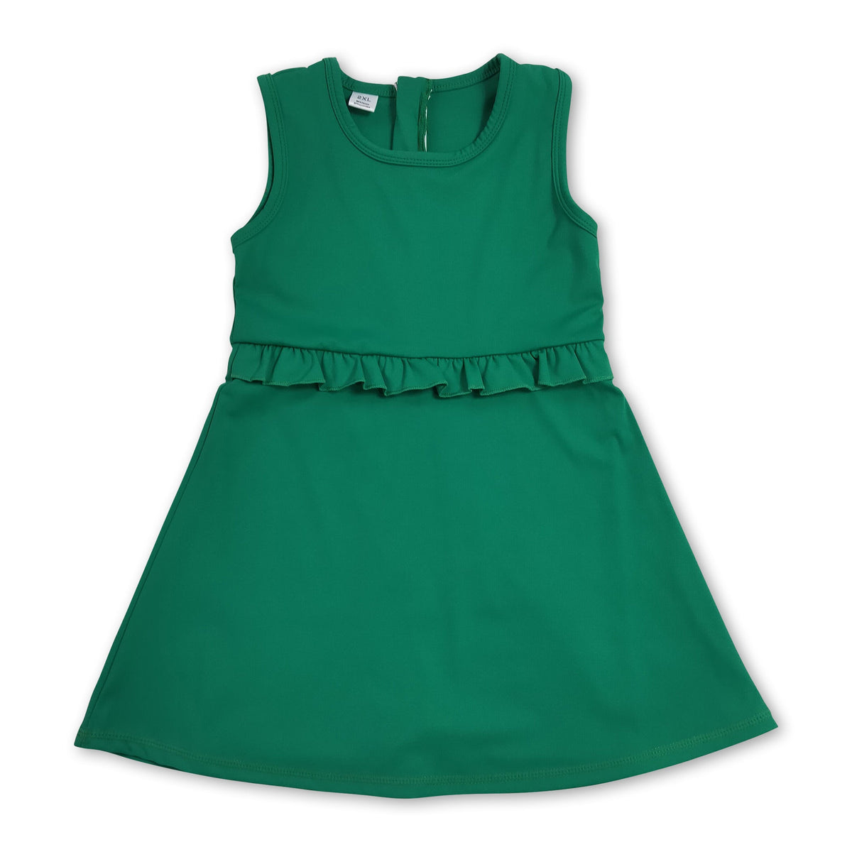 Sleeveless green ruffle kids girls summer athletic dress
