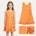 Sleeveless orange ruffle kids girls summer athletic dress