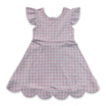 Pink plaid flutter sleeves scallop kids girls athletic dress
